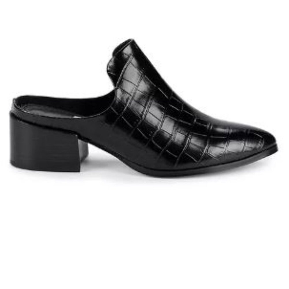 Steven by Steve Madden Deney Croc-Embossed Mules Black Size 8.5
